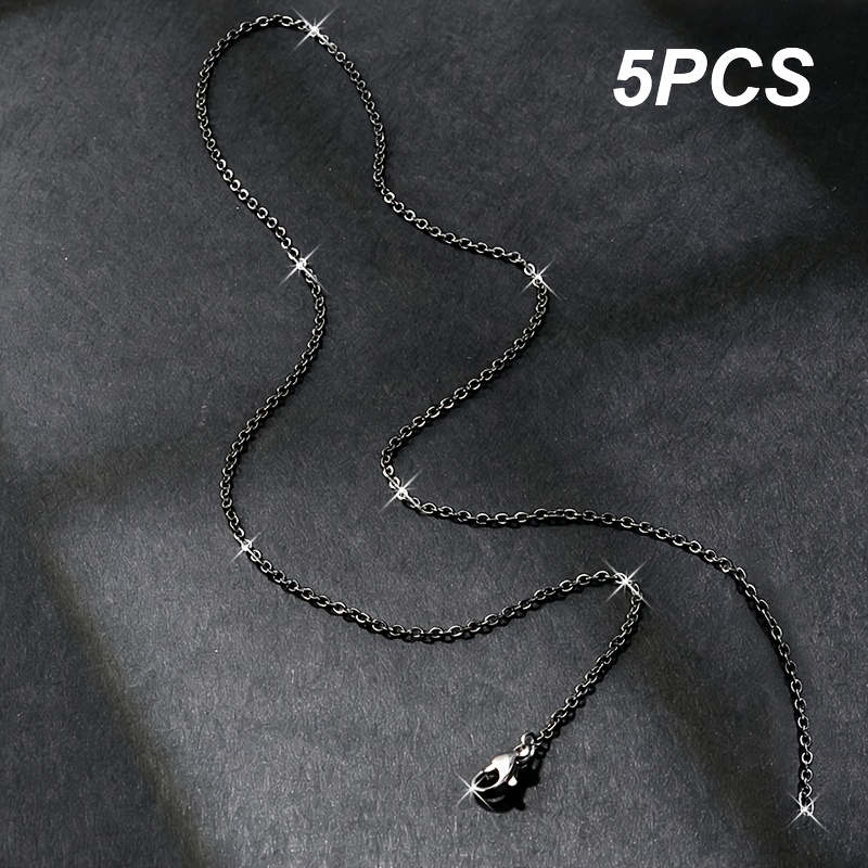 5pc Unisex Minimalist Black Cross Chain Necklace Set