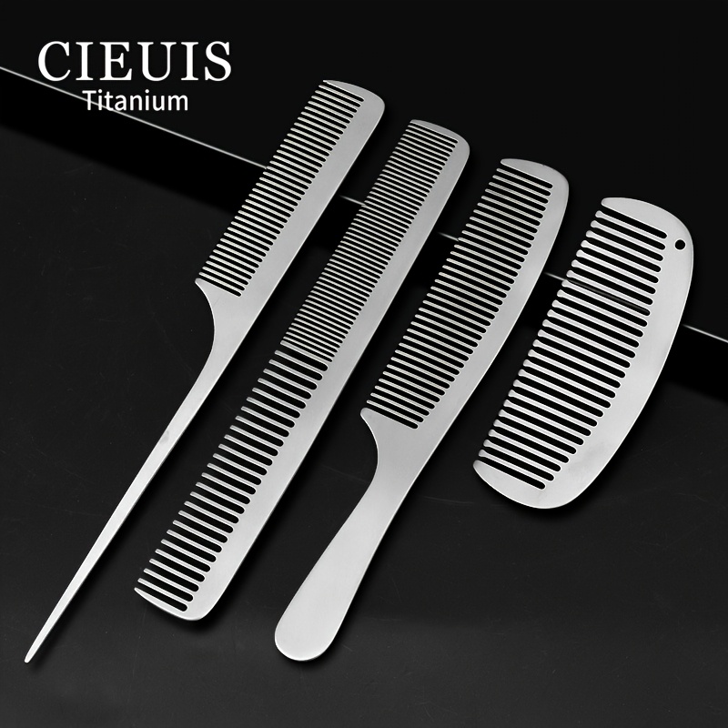 

1pc CIEUIS Peigne anti-statique en pour femmes et hommes, poils en acier inoxydable à fines, poignée en métal, peigne de massage portable pour type de cheveux normal