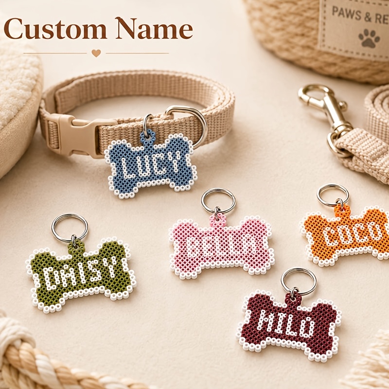 Pixel Bead Bone-Shaped Customizable Pet Anti-Lost Tag