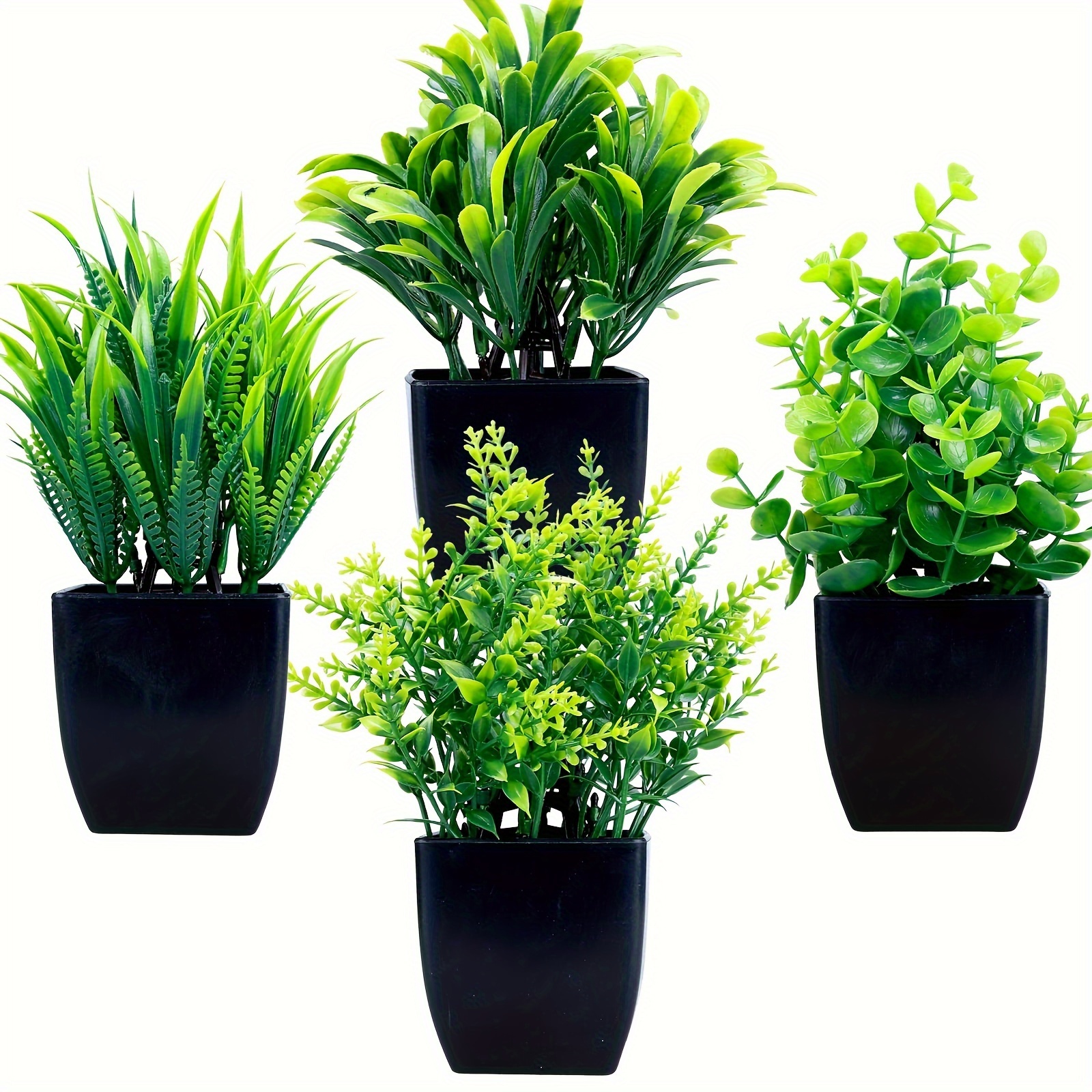 

4 Fake Plants In , Eucalyptus Potted , Small Potted Plants For Bathroom Table Decoration, St 's Day Easter Decor, Aesthetic Décor, Décor