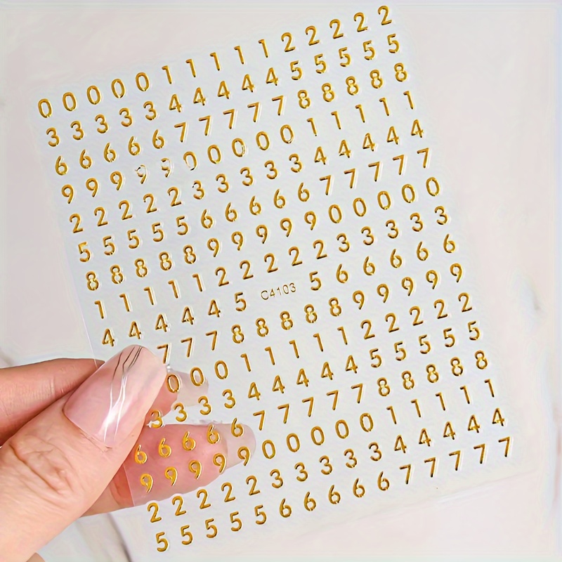 

Minimalist Style Nail Stickers With Golden Numbers