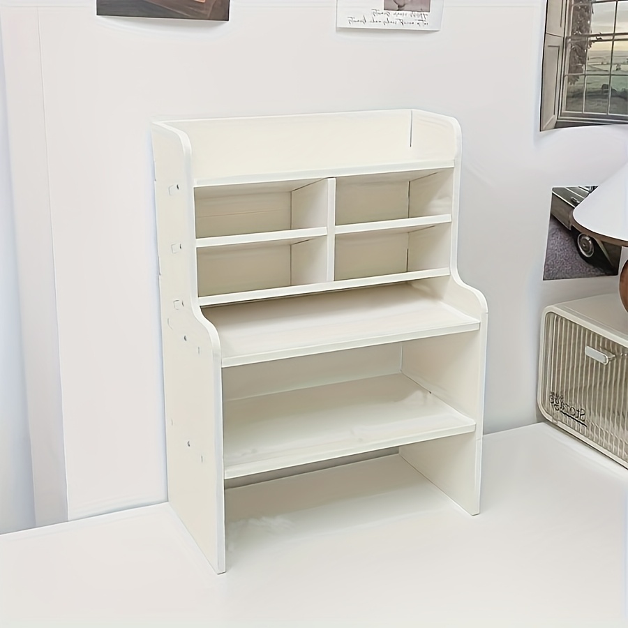 Image of Double-layer Dormitory Storage Box, Desk Organizer With Slanted Pen Holder And Heightening Bookshelf For Student Stationery