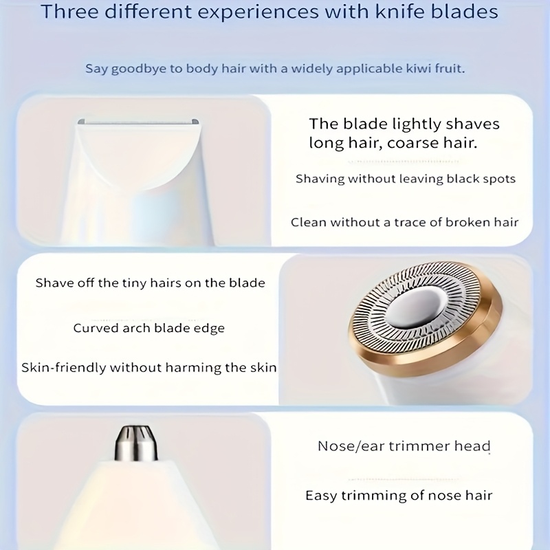 3-in-1 Electric Hair Removal Set, USB Rechargeable Facial Hair Trimmer, Nose Hair Trimmer, Underarm, Leg Hair, Nose Hair Remover, Shaving Artifact for Women Ideal Gift 15 3-in-1 Electric Hair Removal Set, USB Rechargeable Facial Hair Trimmer, Nose Hair Trimmer, Underarm, Leg Hair, Nose Hair Remover, Shaving Artifact for Women Ideal Gift