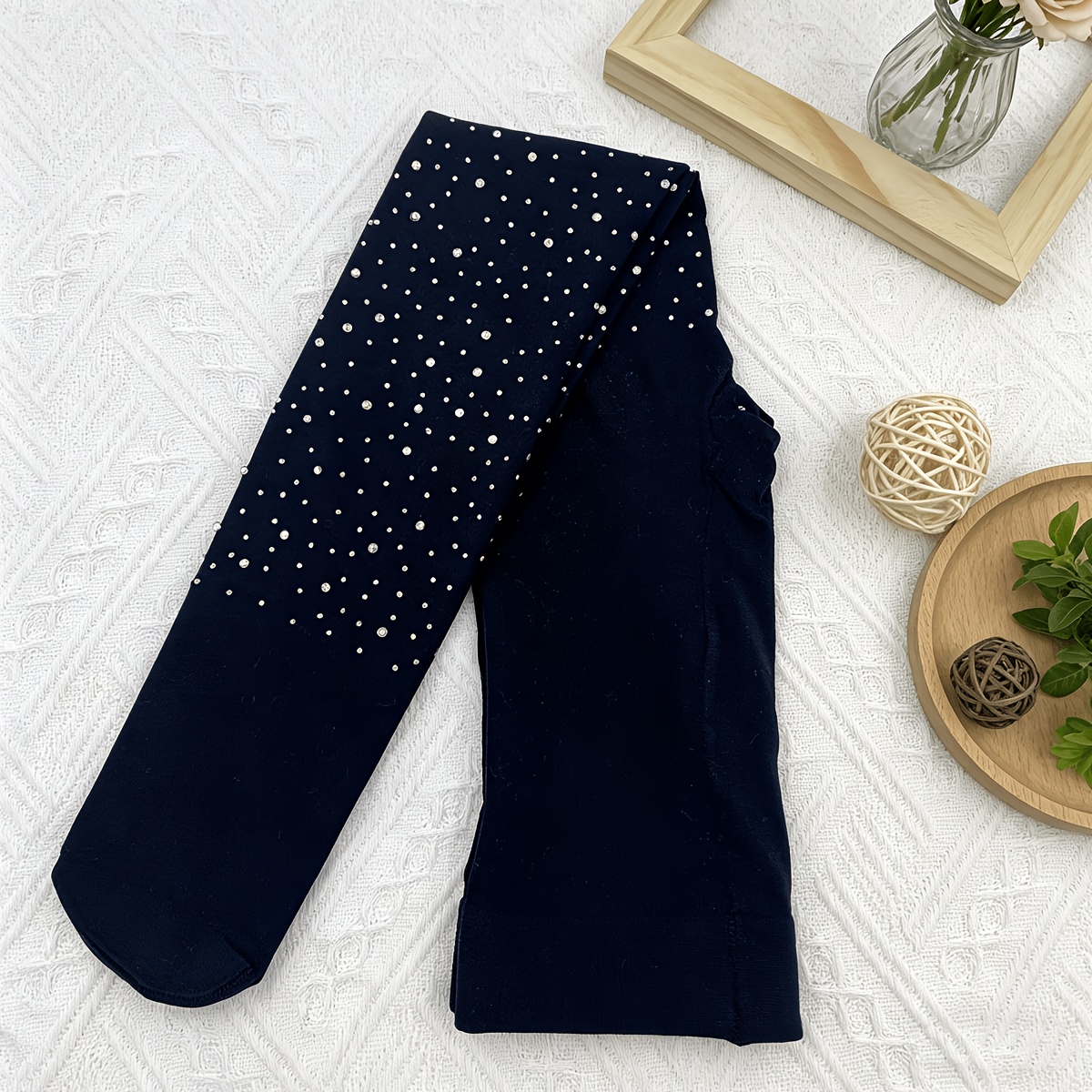 TEMU 1pc Girls' Leggings, Solid Color Sparkling Sequined Decoration Thin Breathable Base Pants, Gorgeous Cute Dance Socks Tight Pants, Holiday