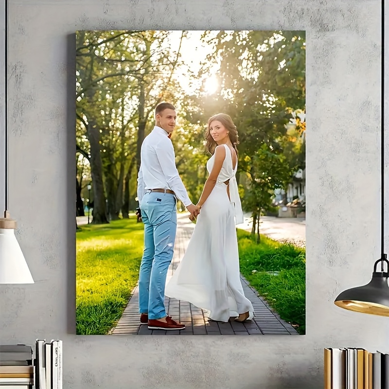 TEMU 2d Flat, 2d Flat, Unframed, 1pc Custom Canvas Art, Personalized Multi-photo Wall Decor, Suitable For Couples, Holiday Memories, Family And Home,