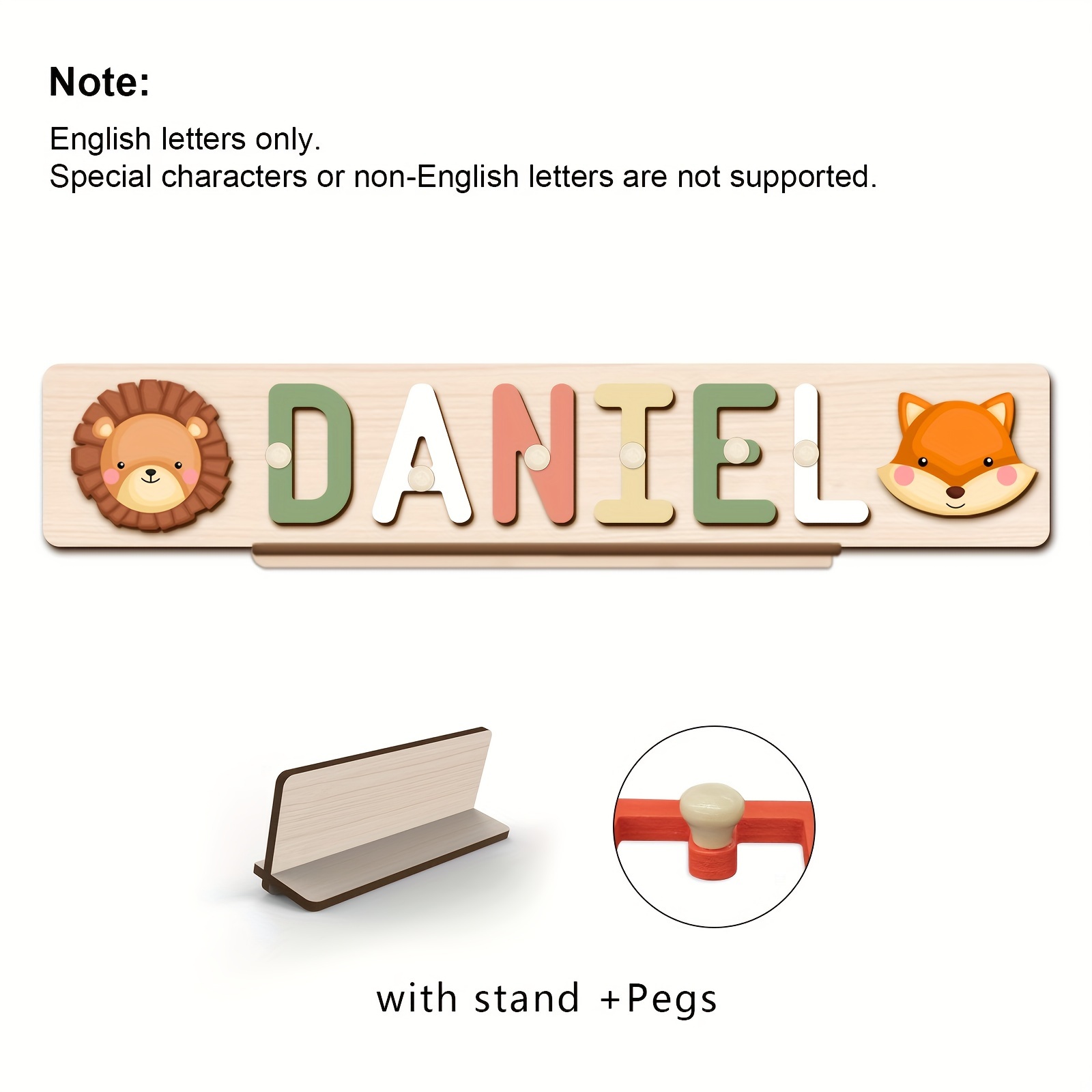 Custom Personalized Name Puzzles, Khaki Color, Early Education Toy