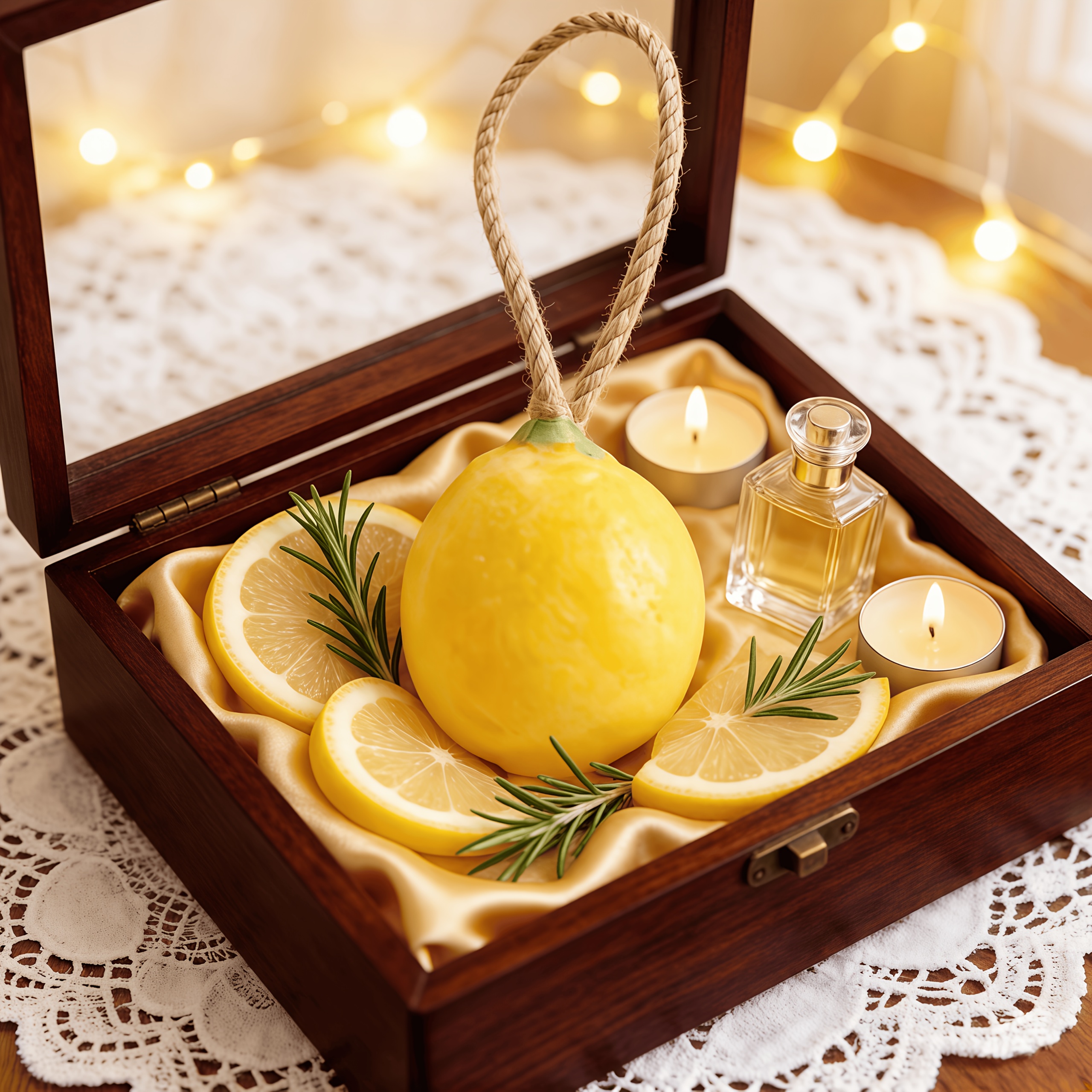 TEMU [exquisite Packaging] Artisan Lemon Soap - Components, Generates Luxurious Foam, And Includes A Handy Hanging Rope. Suitable For Shampooing,