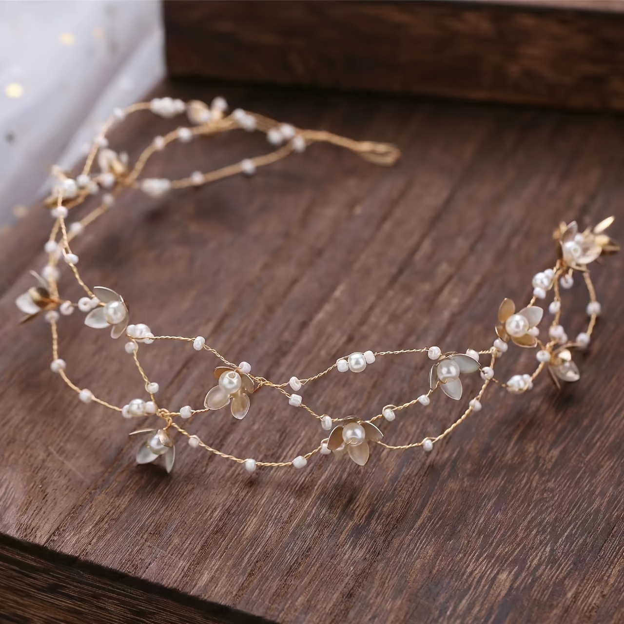 

1pc Flower Faux Pearl Decor Headband Elegant Headwear Retro Wedding Party Banquet Hair Accessories