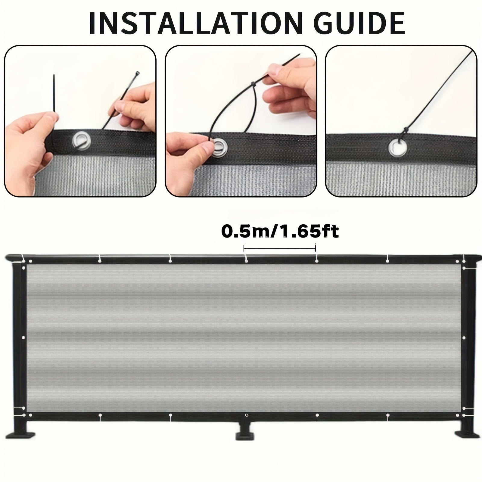 1 Set of Balcony Privacy Partition Screens, Full Blackout Opaque Fence Cover, for Apartment Railings/Outdoor Patios/Decks/Porches, with UV Protection and Windproof Dustproof