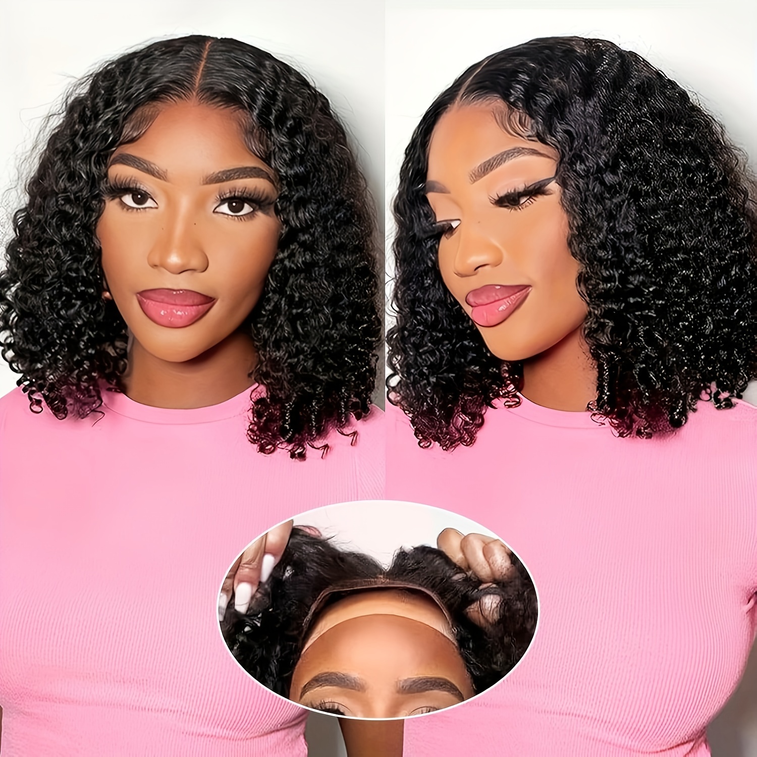  less 4x4 deep wave human hair wig for women 150 density brazilian 4x4 lace closure simple gorgeous pattern no needed less comfortable in party date work details 1