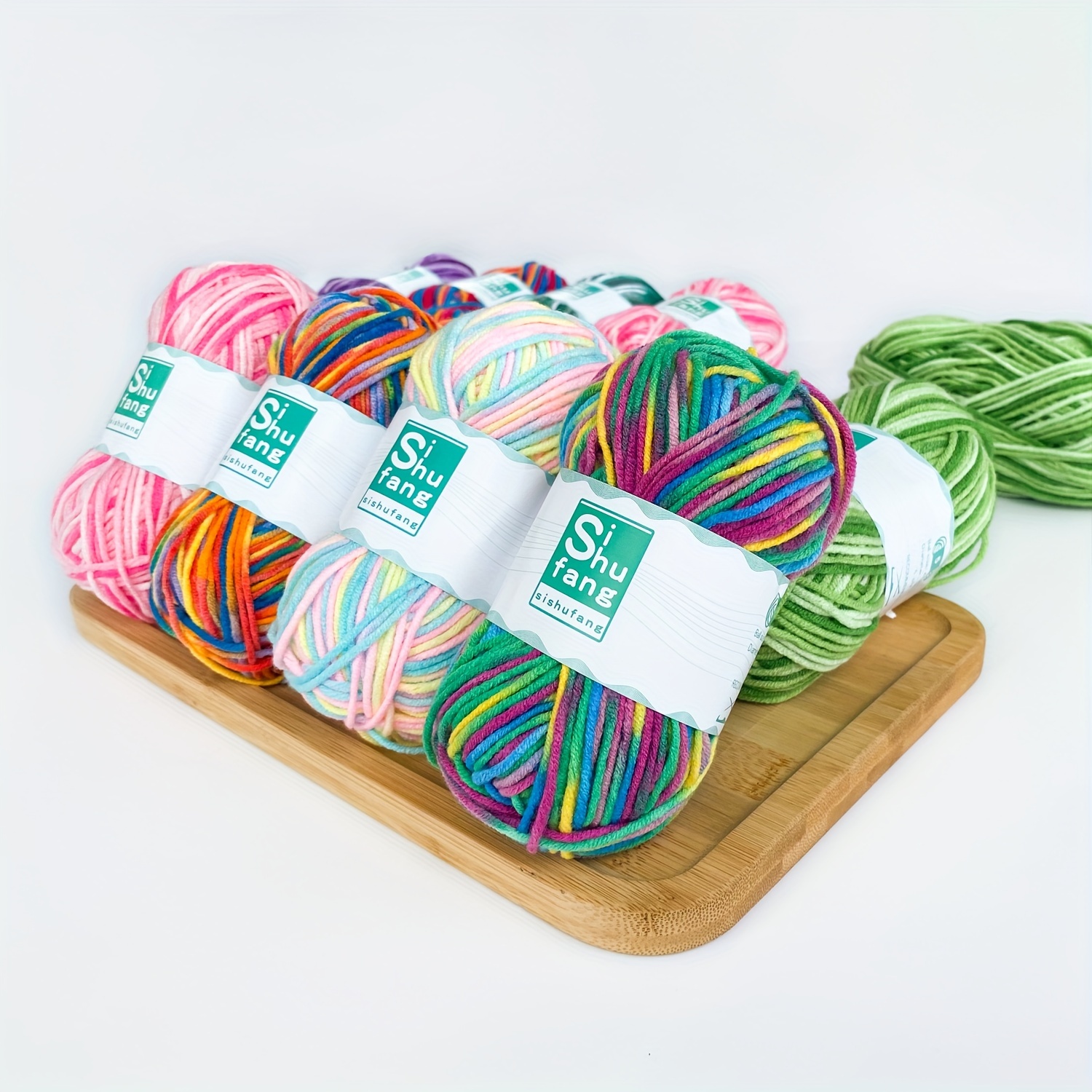 6pcs set 5 layer color gradient acrylic yarn hand knitted
