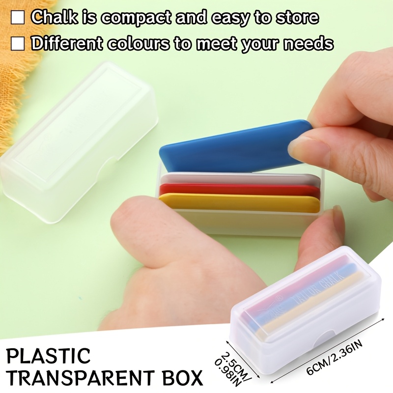 TEMU 4pcs Tailor Chalk Long Fabric Marking Chalk, With Plastic Storage Box, Used For Making, Sewing, And Fabric Marking (various Colors)