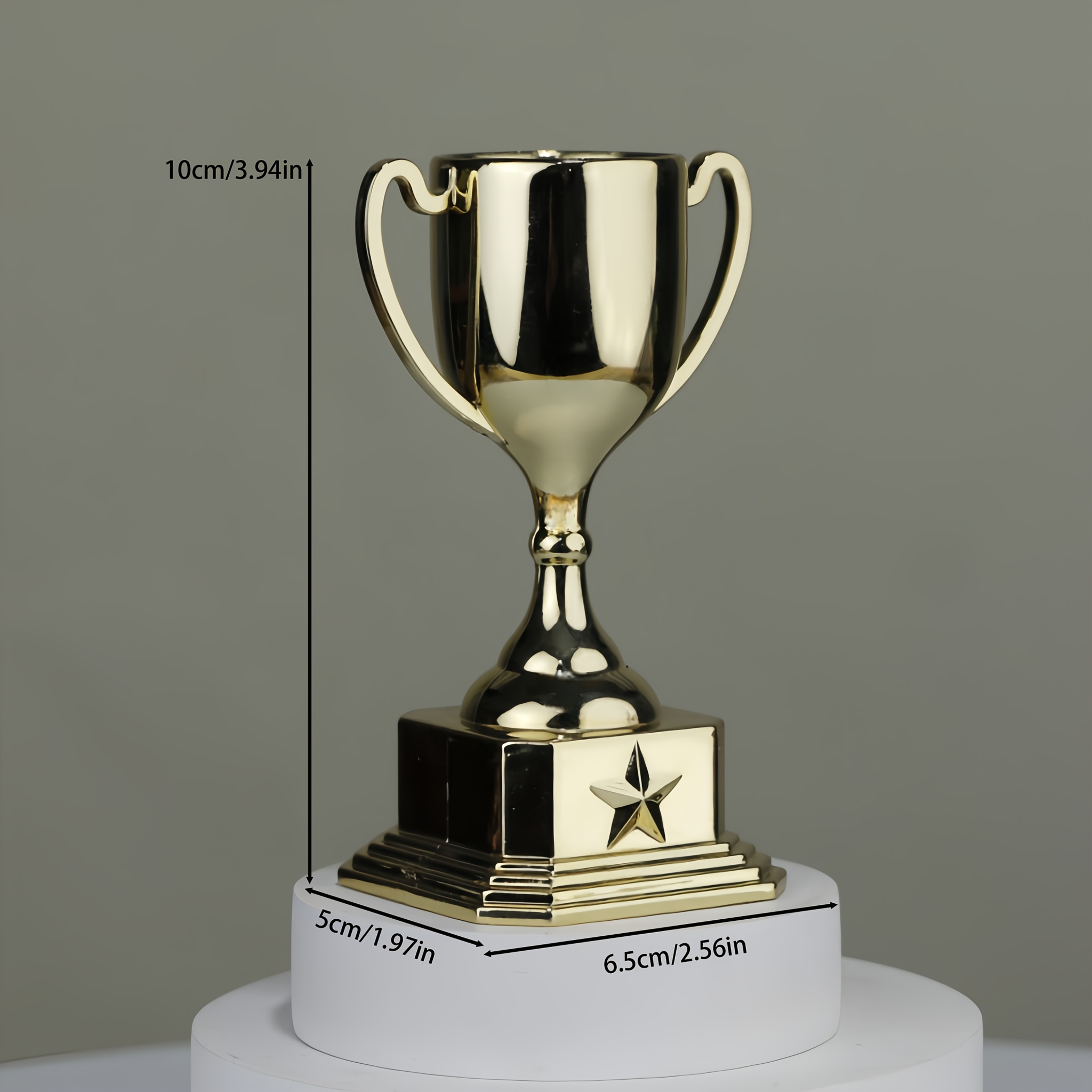 TEMU A Golden Plastic Trophy, A Mini Trophy With A , Suitable For Competitions And Celebrations, Perfect For Display On Desks In Living Rooms,