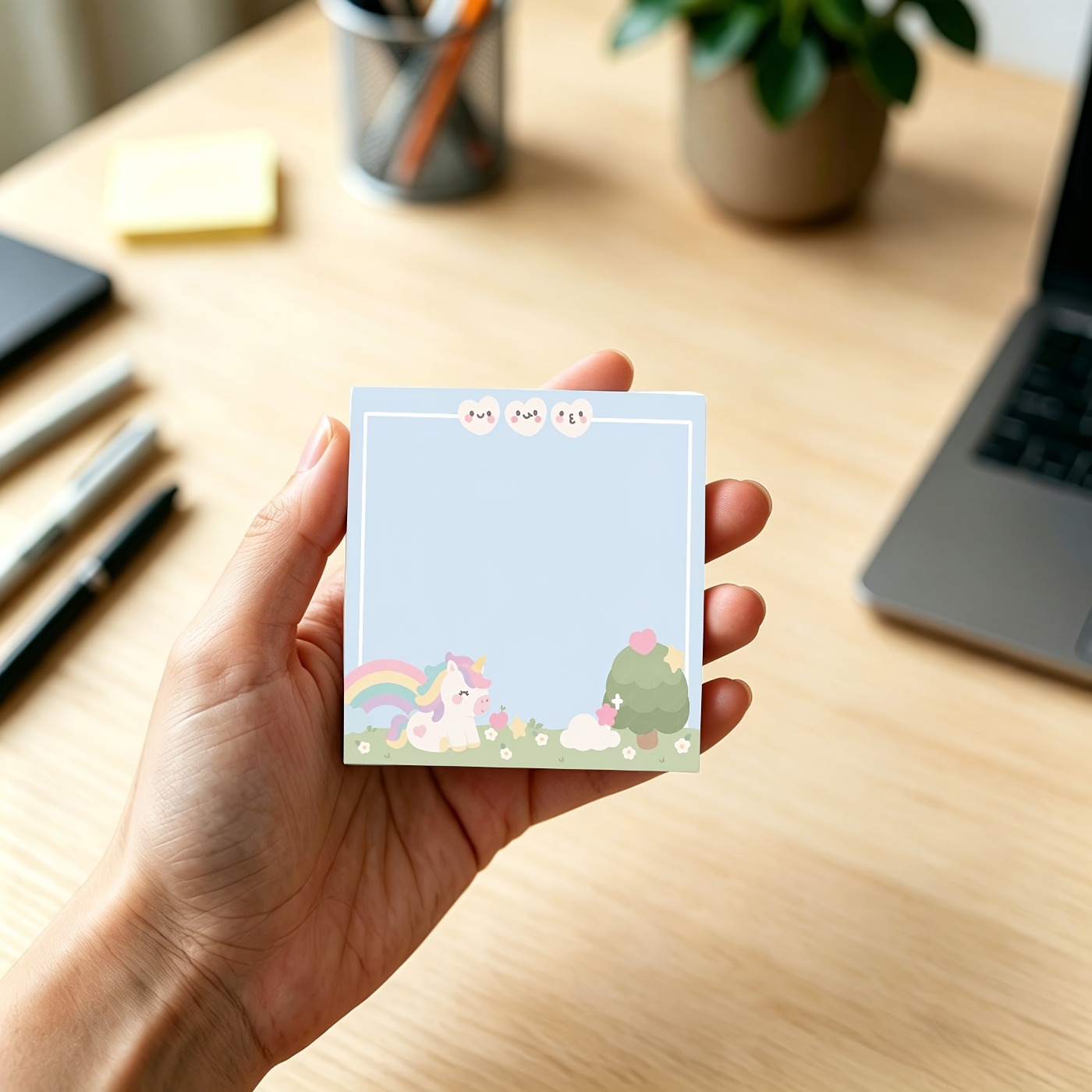 Cute Unicorn Rainbow Memo Pad with Cloud Design