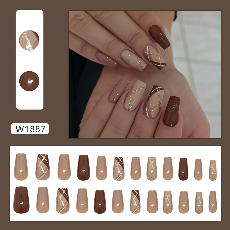 Retro Fine Glitter Checkered Early Spring Versatile Detachable Nails In European And