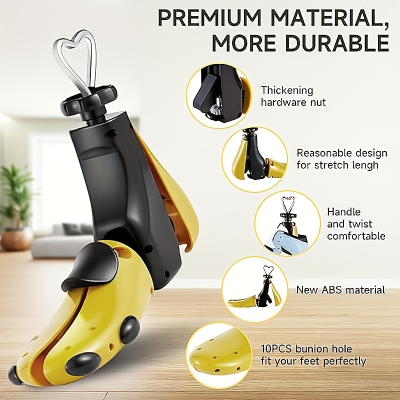 2pcs (1pc shoe stretcher+1pc shoe puller) WoJia adjustable Men's and Women's shoe stretcher - yellow and black plastic design, suitable for artificial shoes, boots, sports shoes, casual and Sneakers perfect for Valentine's Day