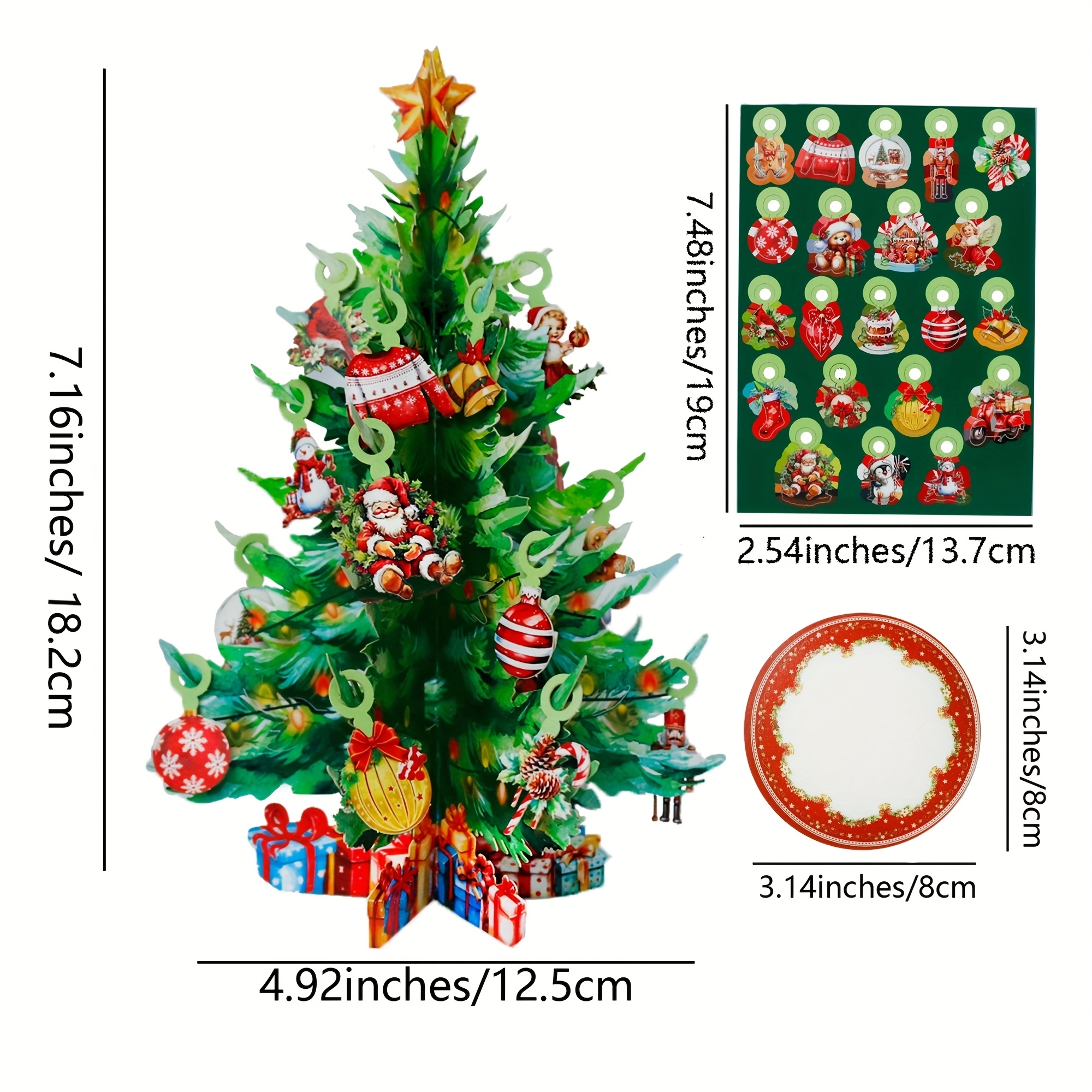 Image of 1pc Vintage Christmas Tree Pop Up Card, Hang The Pendant Manually Christmas Decoration, Party Supply, Party Invitation Card - Note Card And Envelope