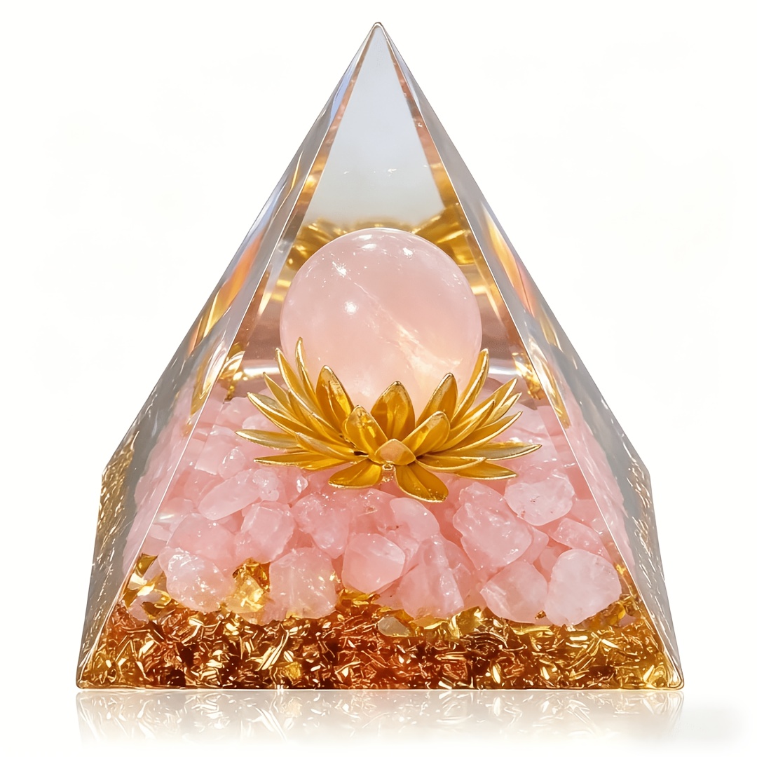 Image of 1pc Rose Quartz Crystal For Lotus Pyramid, For Interior Decor, Beautiful Crystal Handicrafts And Interior Decoration Ornaments