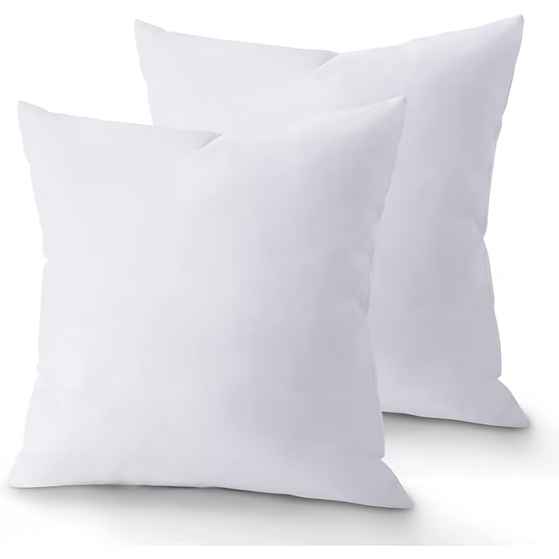 TEMU 2pcs High Quality Fluffy Square Pillow Cores With Zipper - Plump White Stuffer Cushion Inserts, Ideal For Sofa, Bed & Patio Cushion Fillings,