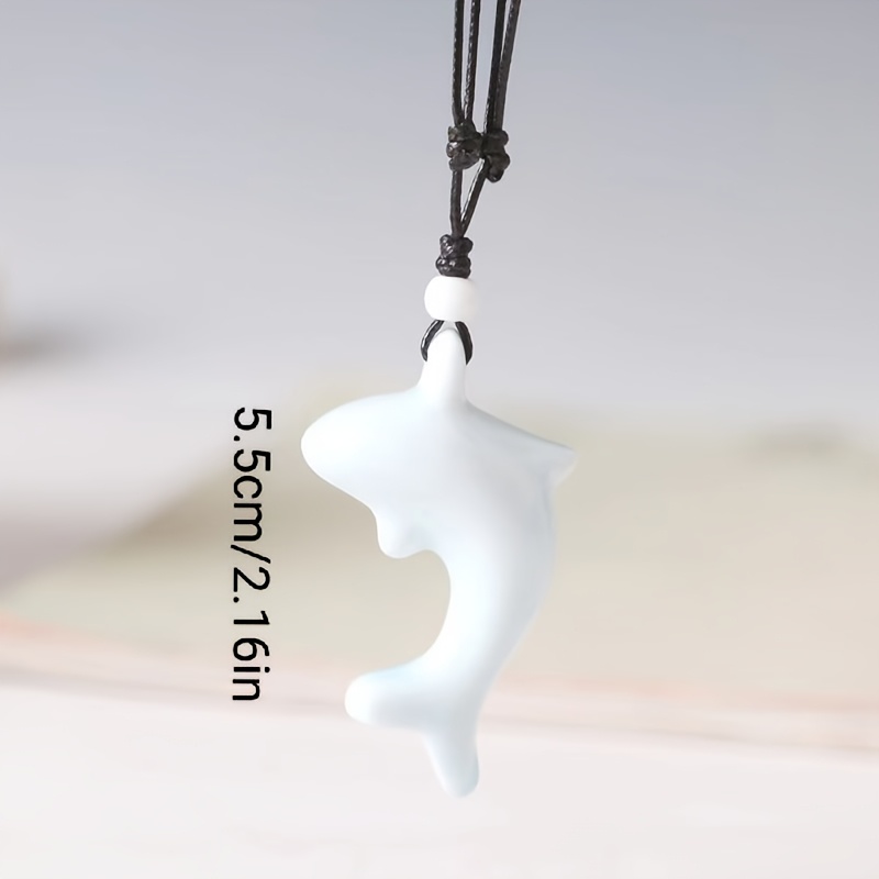 3pcs Ceramic Dolphin Whistle Necklace Set, Adjustable