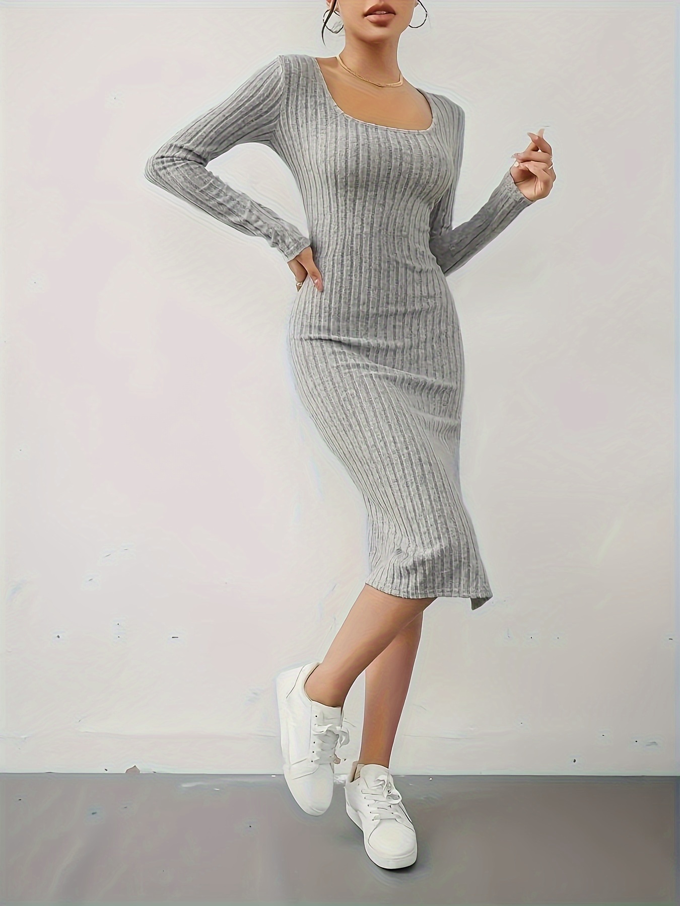 bodycon long sleeve dress casual sports dress women's - Temu