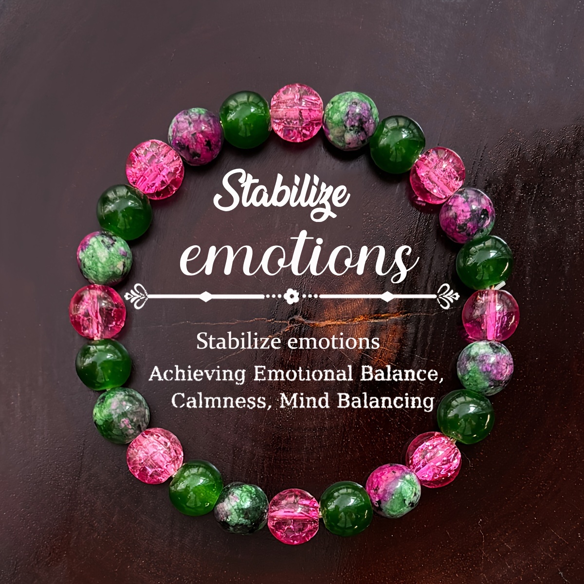 TEMU 1pc Sqnutq Bohemian Natural Stone Bead Bracelet - Handmade Red & Green Beads, Retro Jewelry Suitable For , Unisex Gift For Daily Wear, Accessory