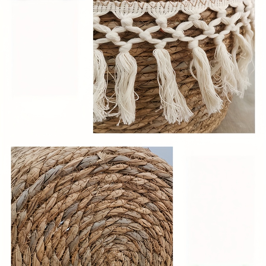 3pcs Round Storage Baskets designed with Lace, Natural Decorative Braided Rope Baskets with Handles for Shelves Blankets Organizing, Storage Basket Planters, Boho Decor for Entryway, Living Room, Bedroom, Fall decorations for home, Laundry Baskets