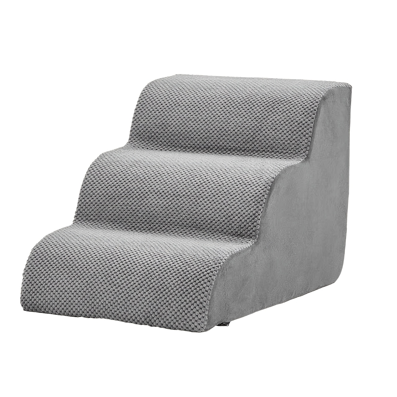 Olixis Dog Stairs Ramp For Small Dogs And Cats, 3/4/5-step Curved Pet Dog Steps With High-density Foam For Puppy And Older Cats, Indoor Ramp Stairs For Couch, High Beds, Sofa, Chairs, Grey