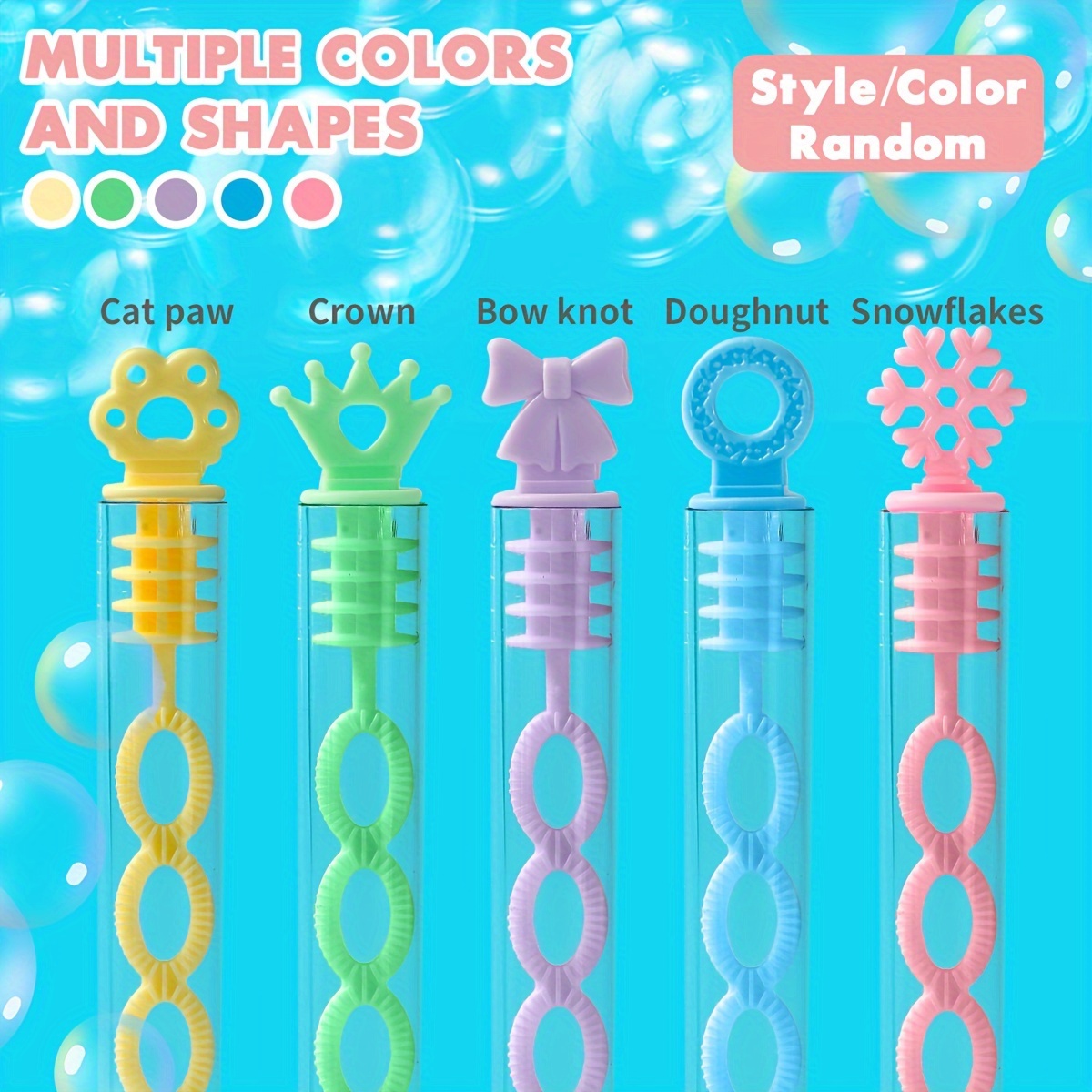 

Bubble Wand Set For Adults And Teens - 14+ Plastic Bubble Making Sticks With Varied Shapes - Bubble Maker Empty Bottles For Parties And Events - Non-plated, Solid Colored Party Supplies