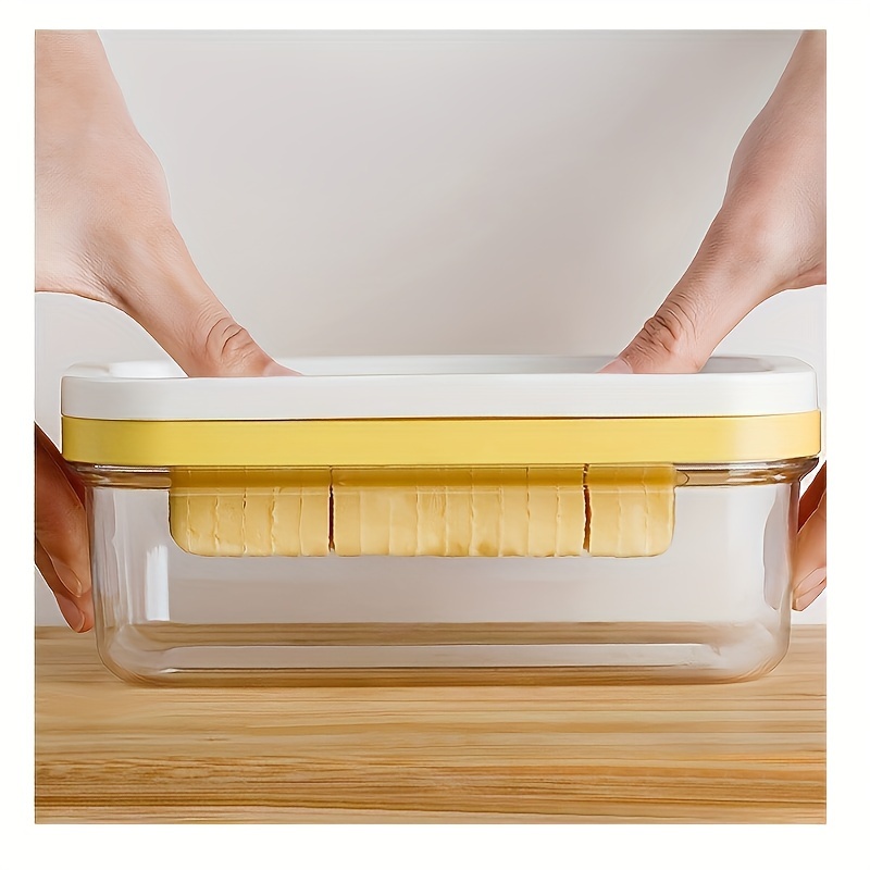 

1pc, Butter Cutter Box, Butter Box, Clear Butter Storage Box With Plastic Cover, Creative Butter Dish, Butter Keeper, Sealed Rectangular Storage Box, Kitchen Stuff, Kitchen Gadgets