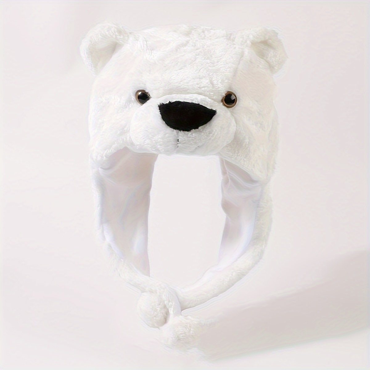 

Cozy White Plush Bear Ear Beanie, Warm & Stylish Cartoon Animal Hat For