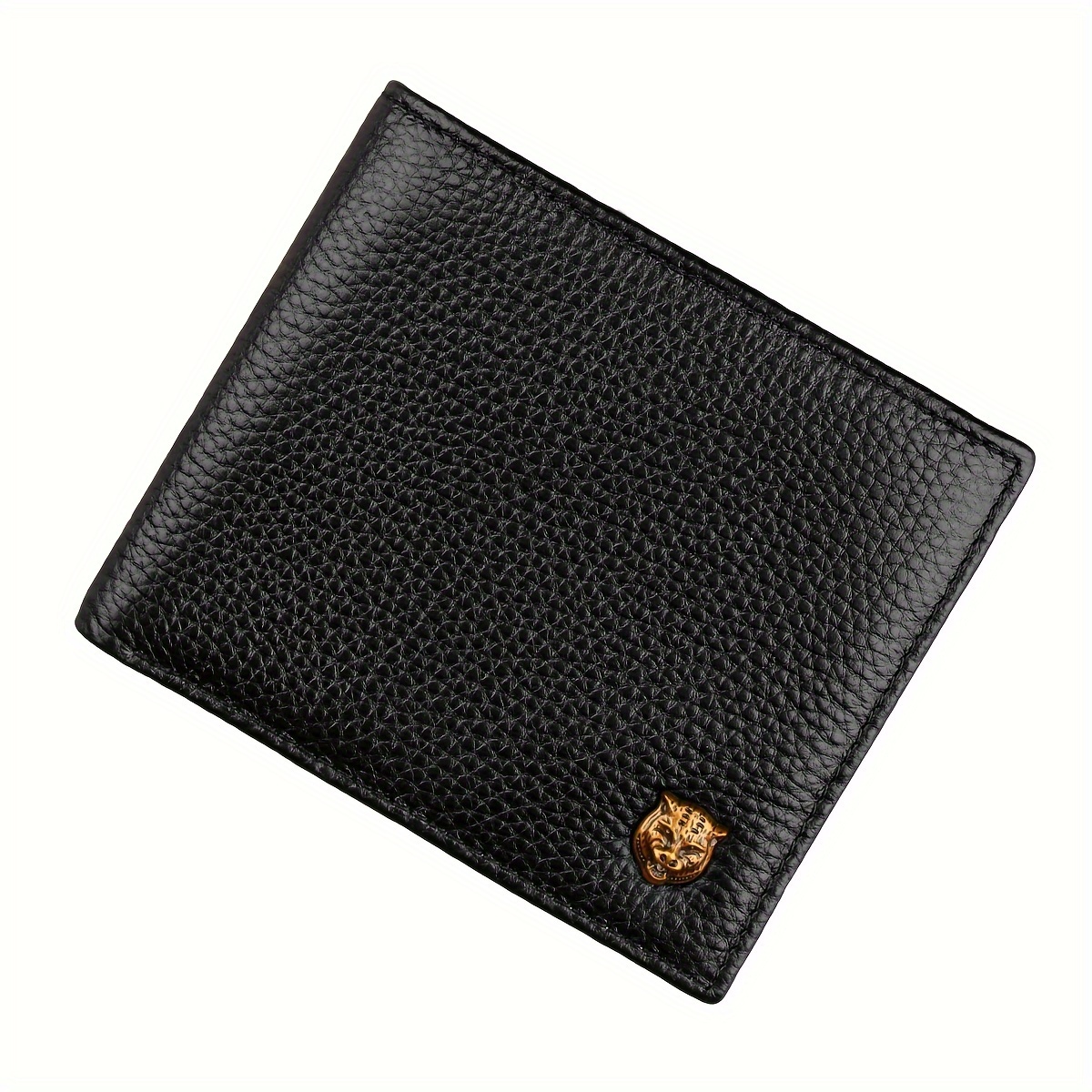 de piel auténtica para hombre con función antirrobo, color negro