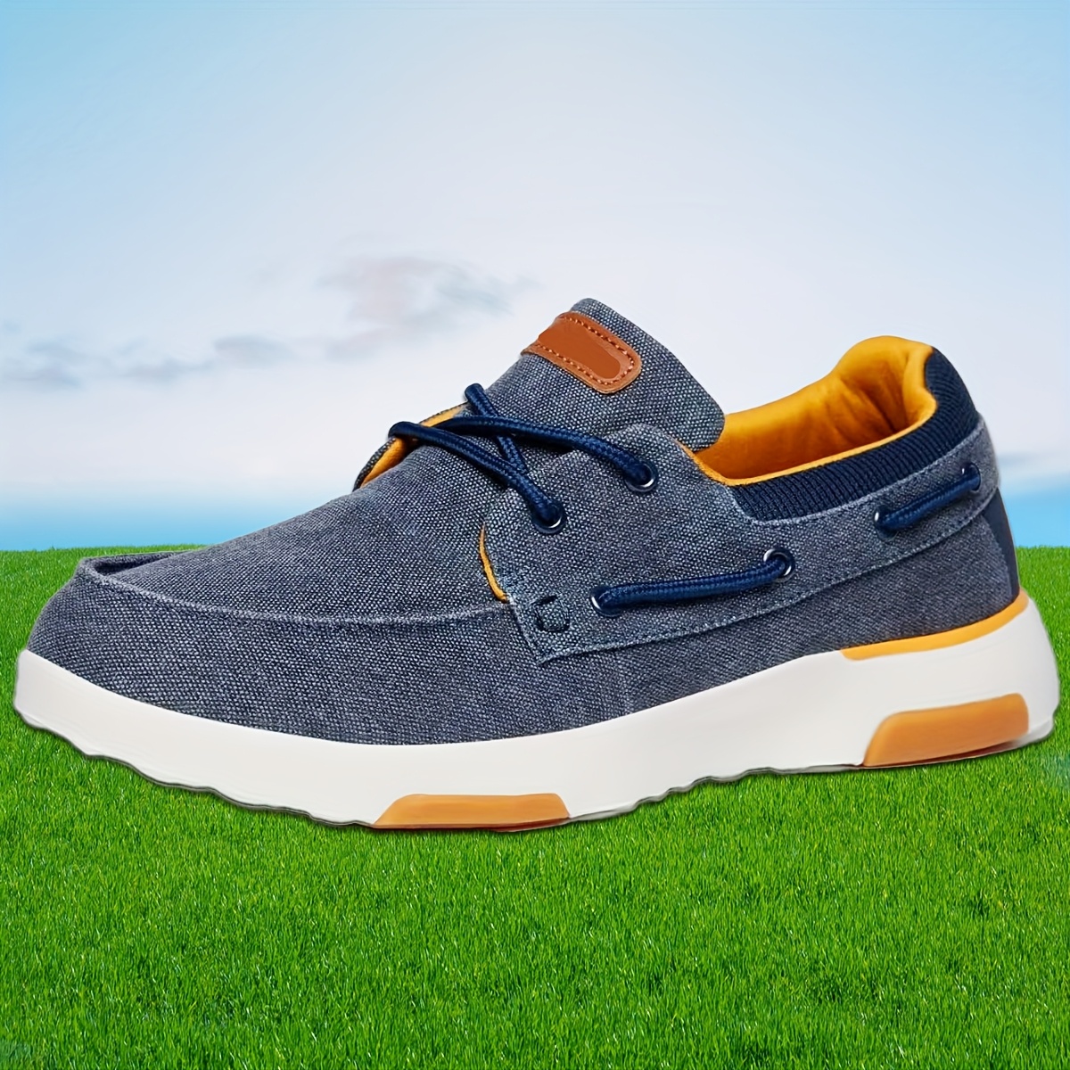 Men\'s Navy Slip-On Canvas Loafers with Yellow Accent Mens Yellow Loafer Shoes for Sale up to 90% Off: Poshmark main image 3