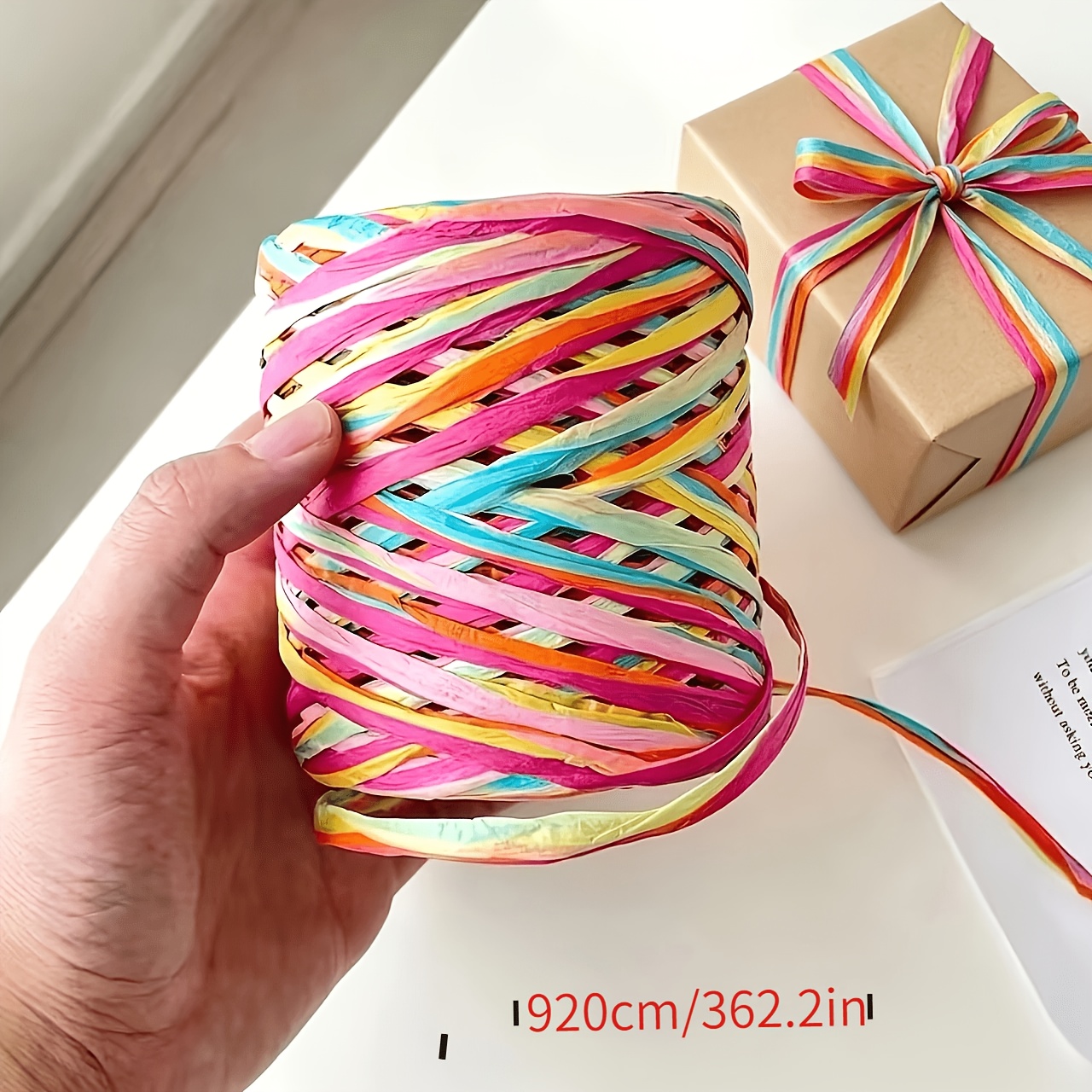 TEMU Confezione da 10 iarde di di rafia di carta colorata, nastro per confezioni regalo, per confezioni regalo, composizioni e bouquet da sposa,