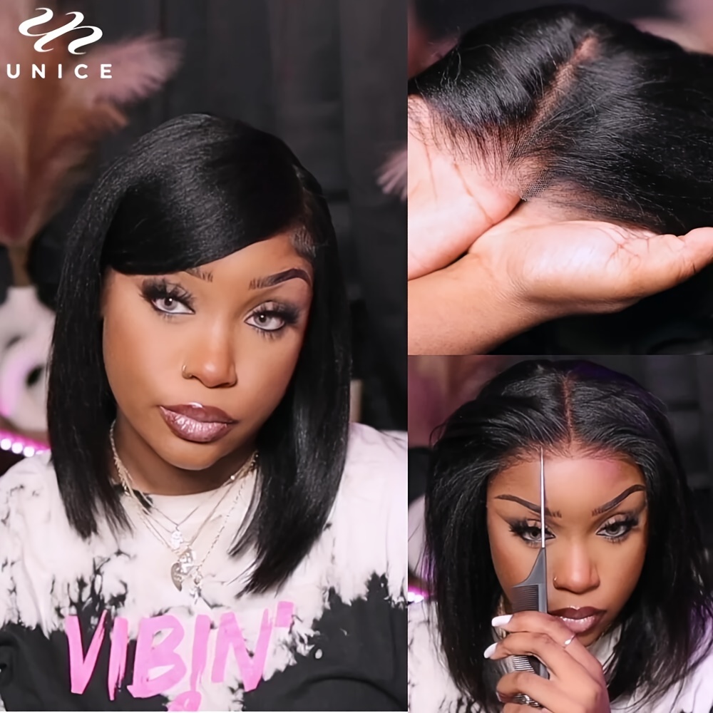 

Unice 13x4 Straight Bob Human Hair Wig Pre 7x5 Lace Front Wig Human Hair Pre Pre Cut New Put On And Go Glueless Wigs