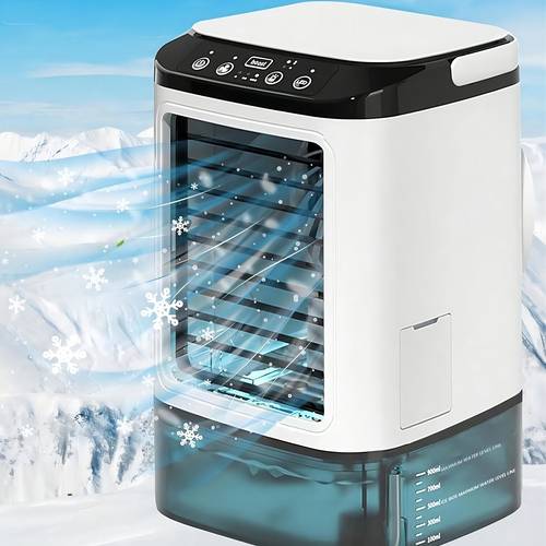 1pc portable mini air conditioner summer humidifying and refrigerating air conditioner color changing night light usb super large water tank cooling fan built in ice box use when camping