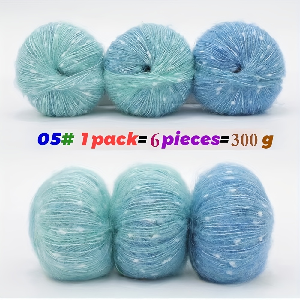 6pcs/300g Gradient Snowflake Dot Knitted Bean Polka Dot Wool Fleece Soft Knitted Ball