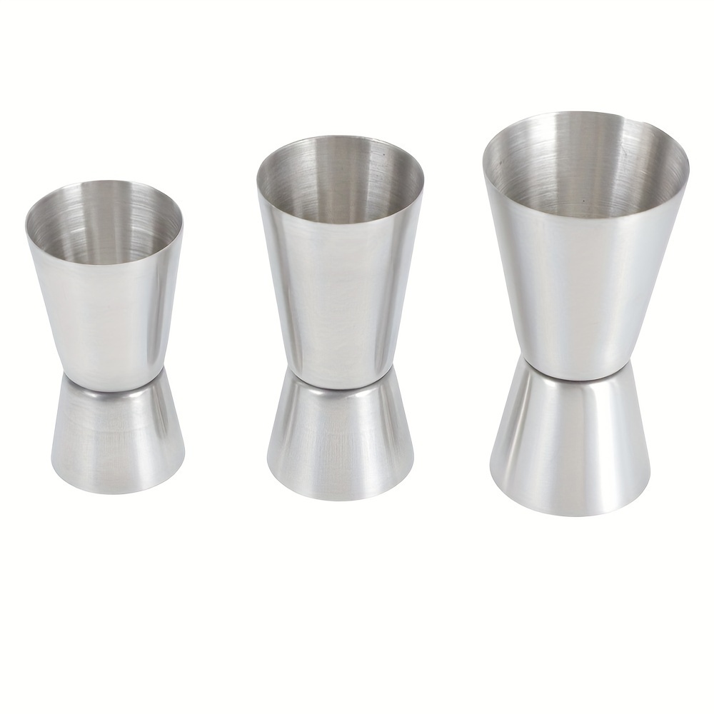 TEMU 3pcs/set Of 304 Stainless Steel Cocktail Measuring Cups Double Headed Cocktail Jigger Professional Bartender Measures Ounces Beverage Measuring