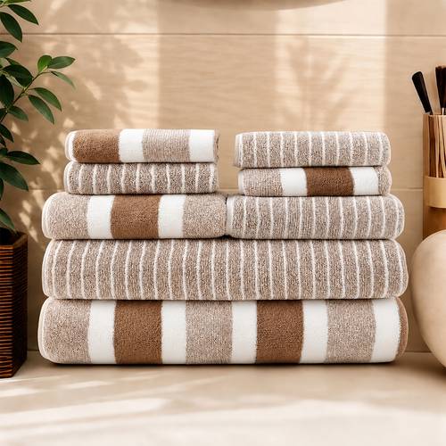 8pcs Set of Strips, 2 Hand Towels And 2 Bath Towels, 4 Face Towels, , Camping Towels, Hiking Towels, Business Towels, Suitable for Spa, Massage, Sweat Steaming, Hotel And Other Club Toiletries