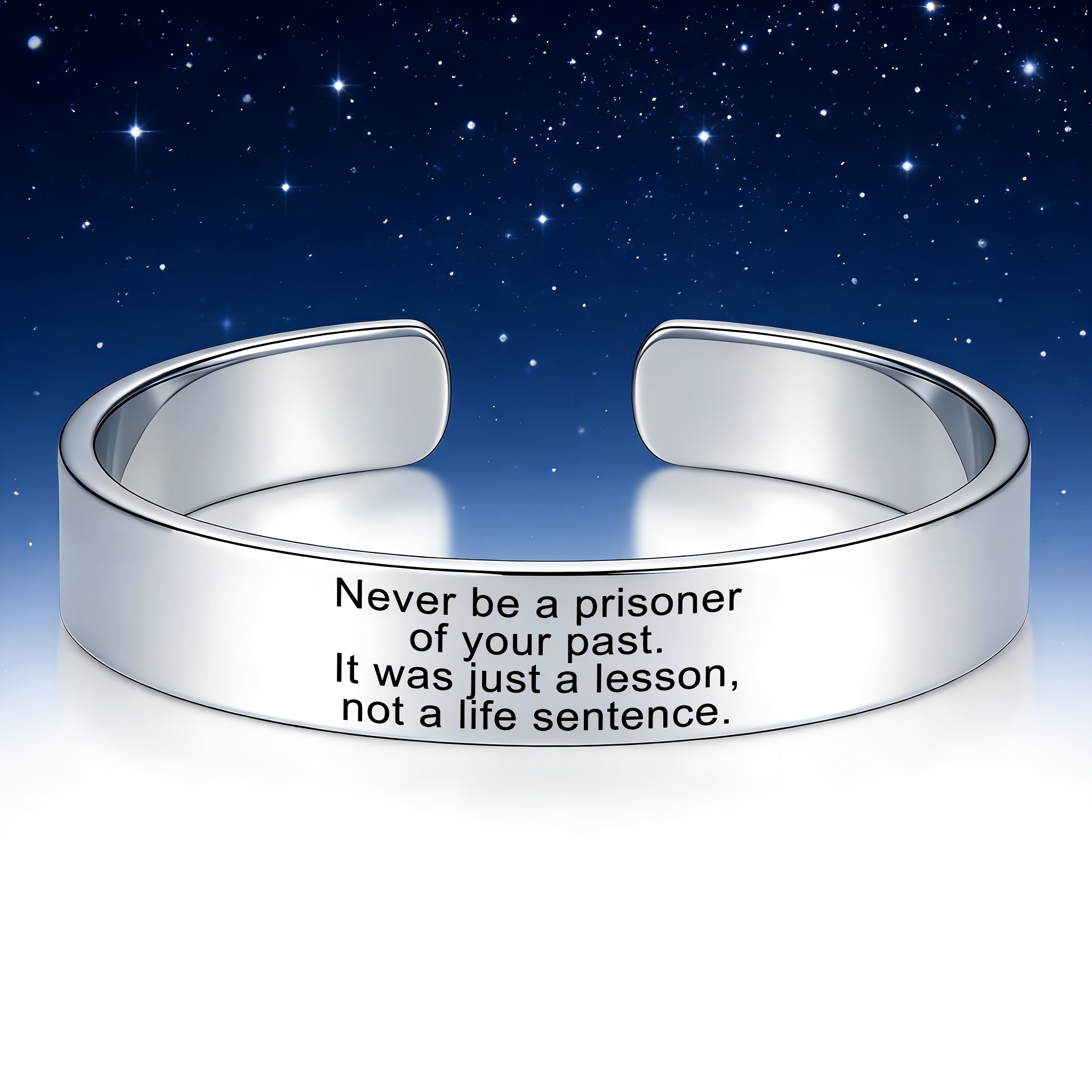 TEMU Inspirational Positive Quote "never Be A Prisoner Of The Past" Design Additions, 304 304 304 Stainless Steel Open Bracelet, Is A Personalized