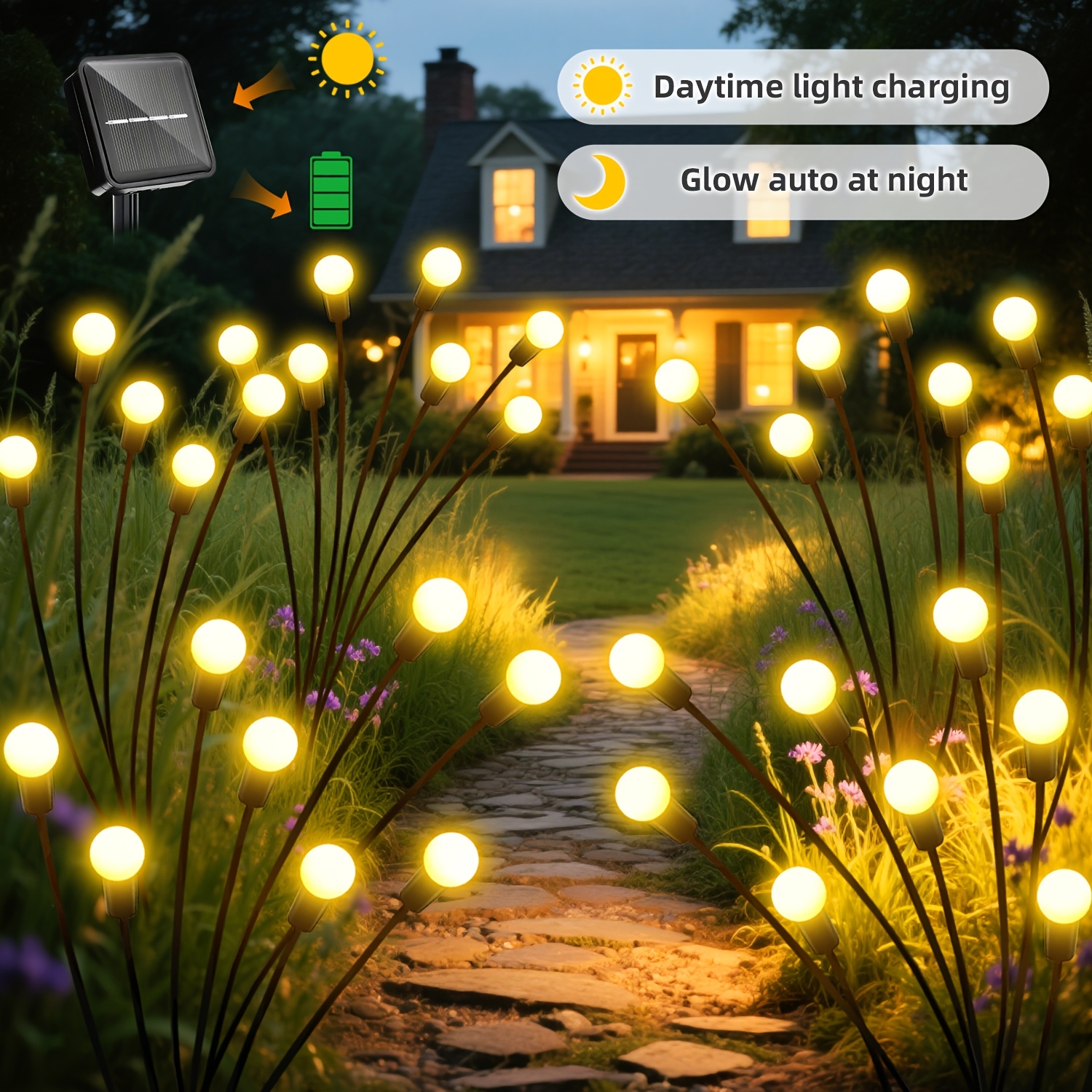 Solar Firefly Smart Light with 8 Flashing Modes