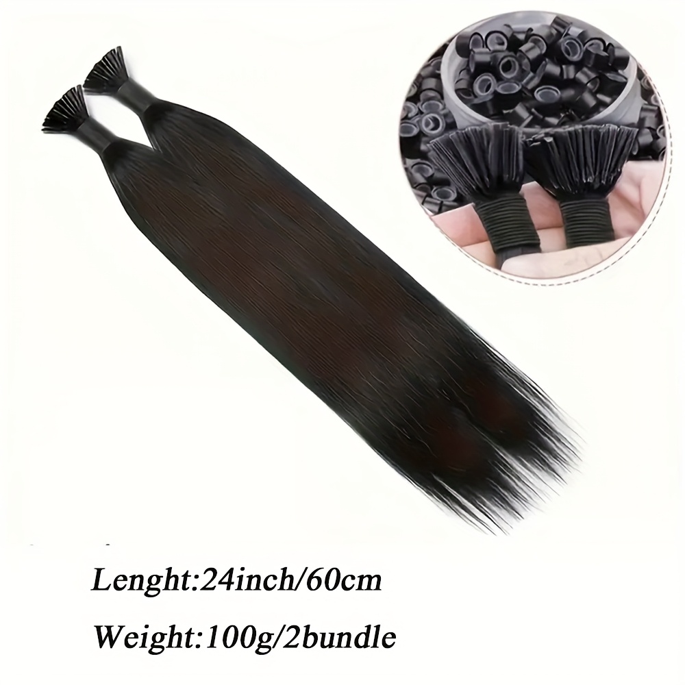 TEMU Hair Extensions Human Hair Black Human Hair Extensions 18-26inch Black Hair Extensions For Human Hair Fusion Tip Invisible Hair Extensions