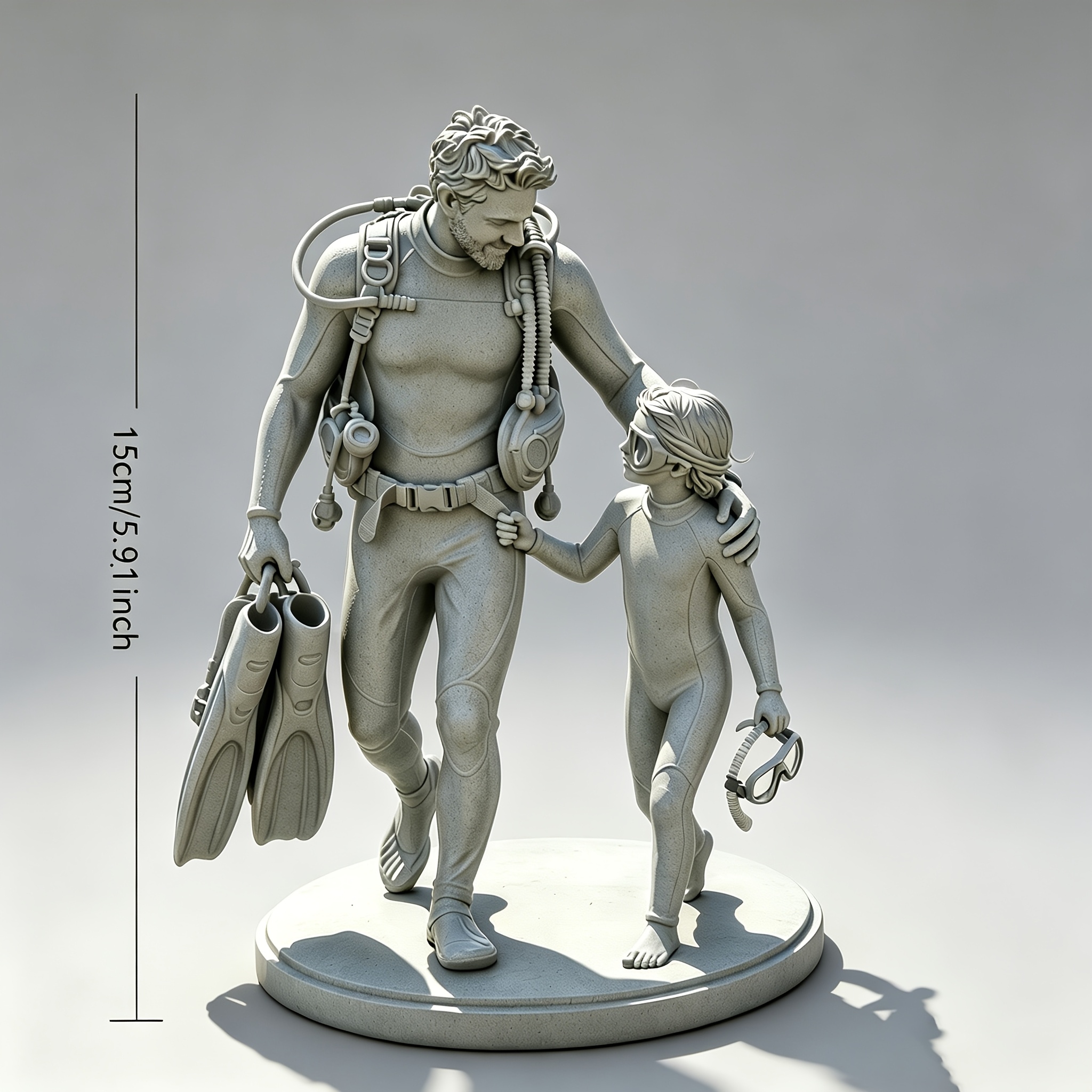 TEMU 3d Printed Custom Realistic Figure, Personalized Lifelike Portrait Ornament, Father's Day Gift, Desktop Decorative Keepsake, Family Diving