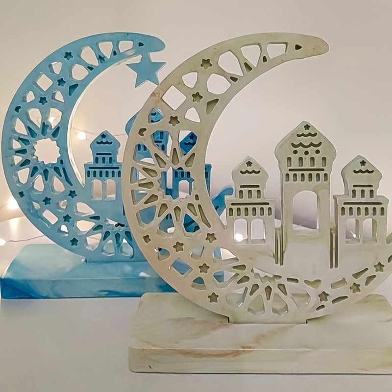 moon display rack resin silicone molds with hollowed out star and     base suitable for with plaster clay concrete or resin ideal for crafts home decor ramadan eid gifts durable easy to demold reusable Product details 3