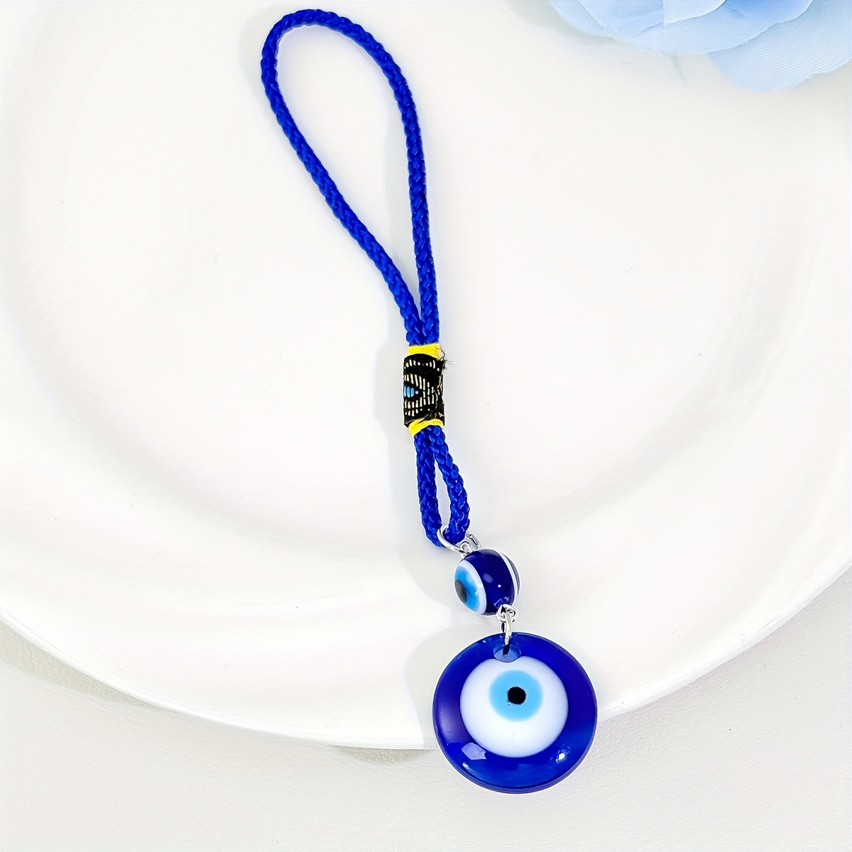 Evil Eye Pendant - Elegant Blue Round Charm, Gift For Female , Trendy Backpack & Phone Accessory #evileyependant #women'sgift #bohemianaccessory #phonecharm
