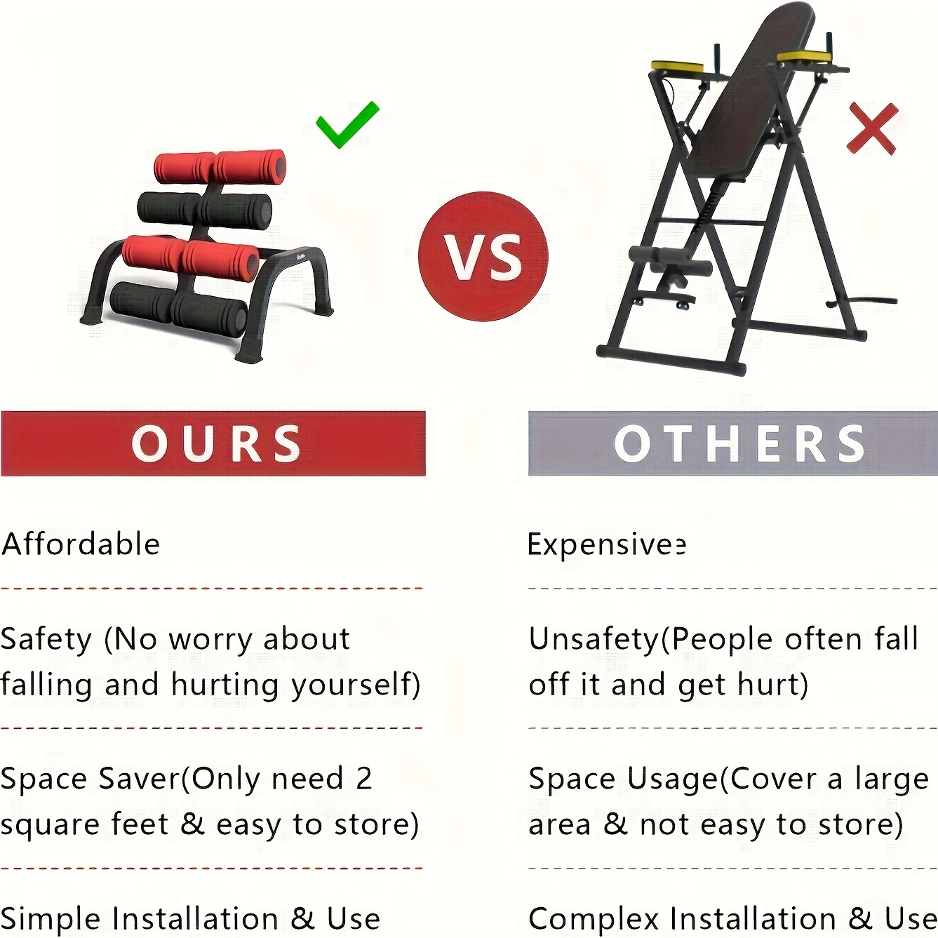 1 Mini Inversion Table | Iron, Red, Back Stretch Machine, Ab Trainer, Fitness Yoga Equipment, Handstand Training Machine, Total Body Workout Equipment, Stretch The Back And Neck, Christmas Gift, New Year Gift, Brand: MBB