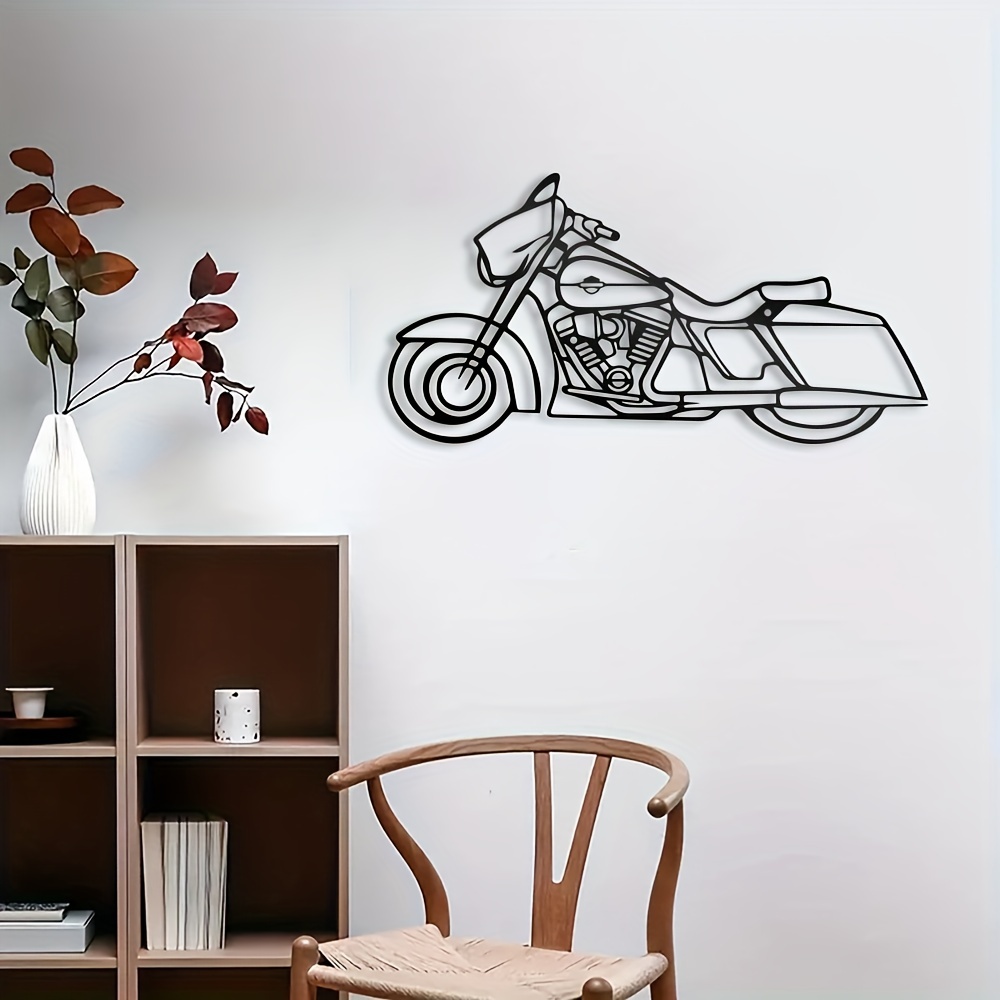 

1pc Black Metal Motorcycle Design Wall Art, Modern Living Room Sign For Home Decoration, Hanging Room Decor, Wall Mount Iron Art Home Decoration Sculptures