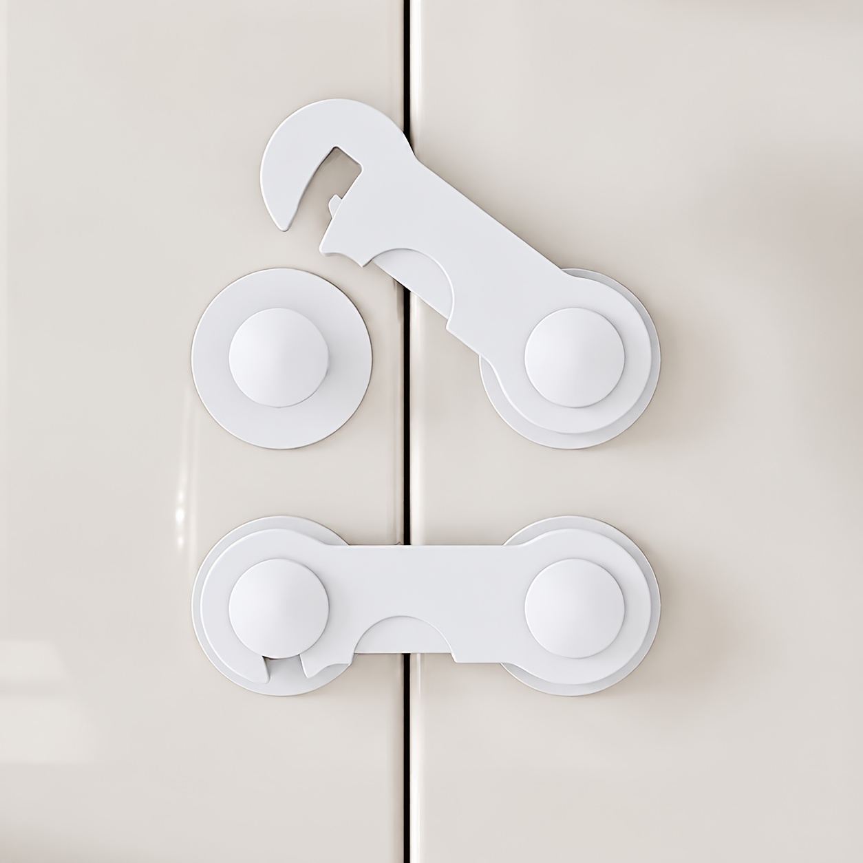 5-Pack 360° Rotating Cabinet Door Catch Locks, No-Drill Self-Adhesive