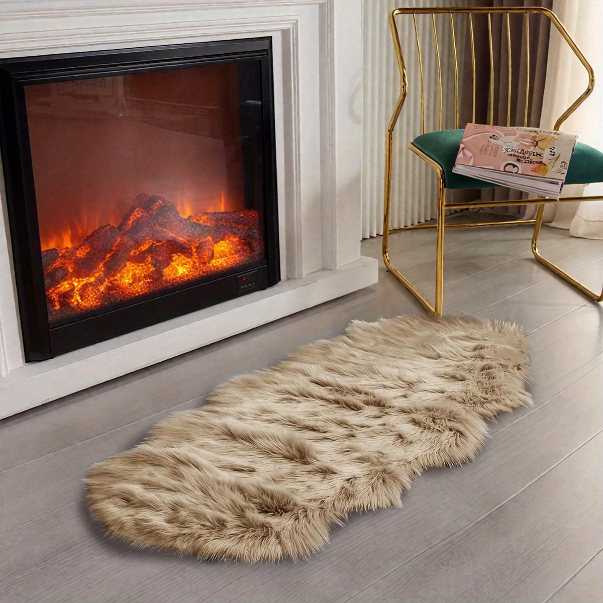 TEMU 1 pz Tappeto casual ondulato color in lana, piccolo tappetino da scrivania per la casa, espositore per finestre, tappeto decorativo e caldo in