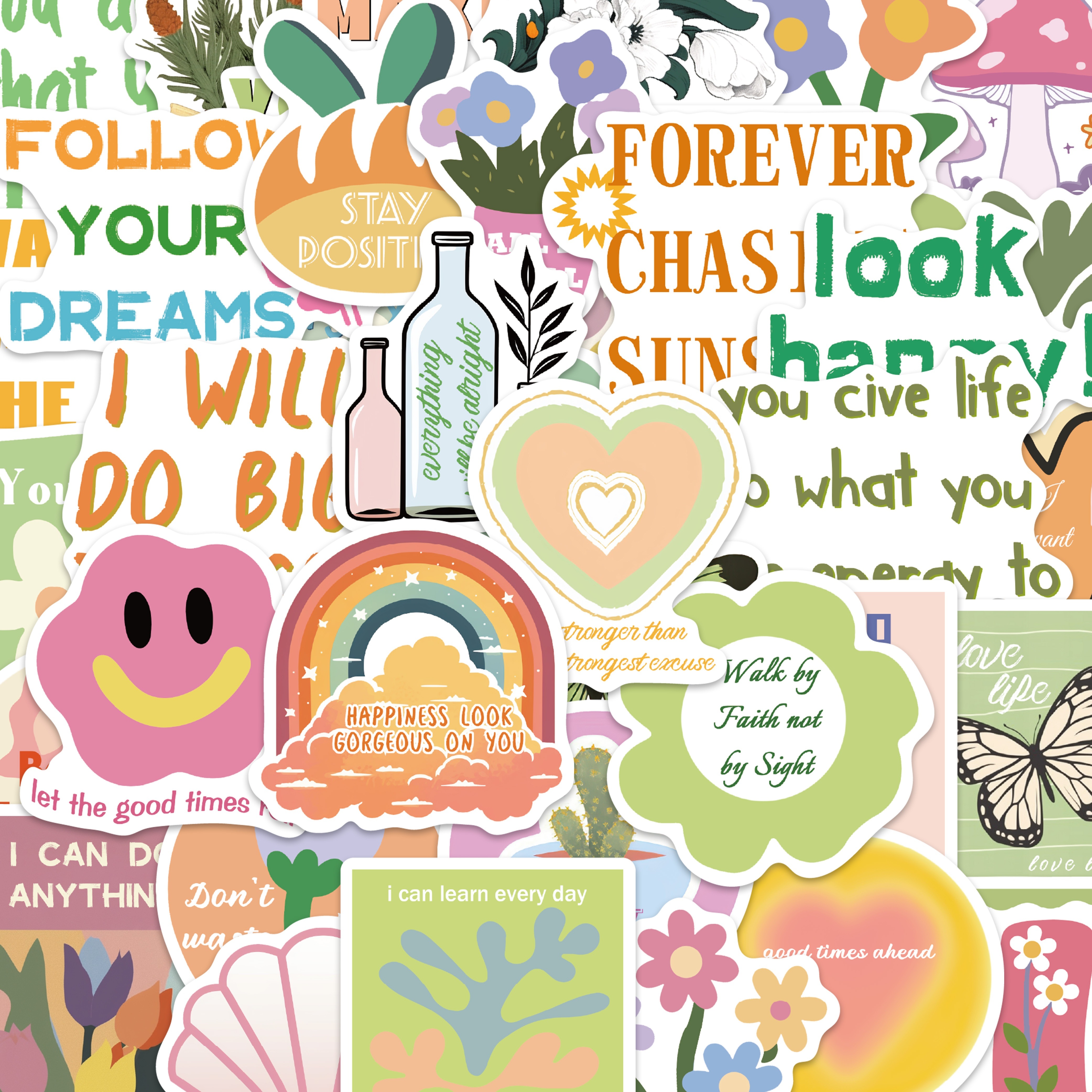 50 Motivational Stickers Featuring Danish Designs For Decorating Refrigerators, Laptops, Phone Cases, Notebooks, Tablets, Suitcases, And Other Home Decor
